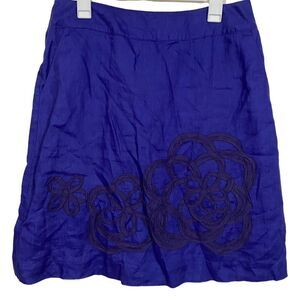 Boden Royal Purple Embroidered Patterned Midi Skirt